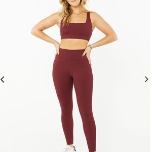 NEW SoulCycle Burgundy Ribbed Set